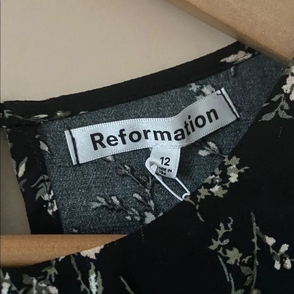 Reformation Doutzen Floral Ruffle Trim Mini Dress Size 12 - Picture 6 of 13